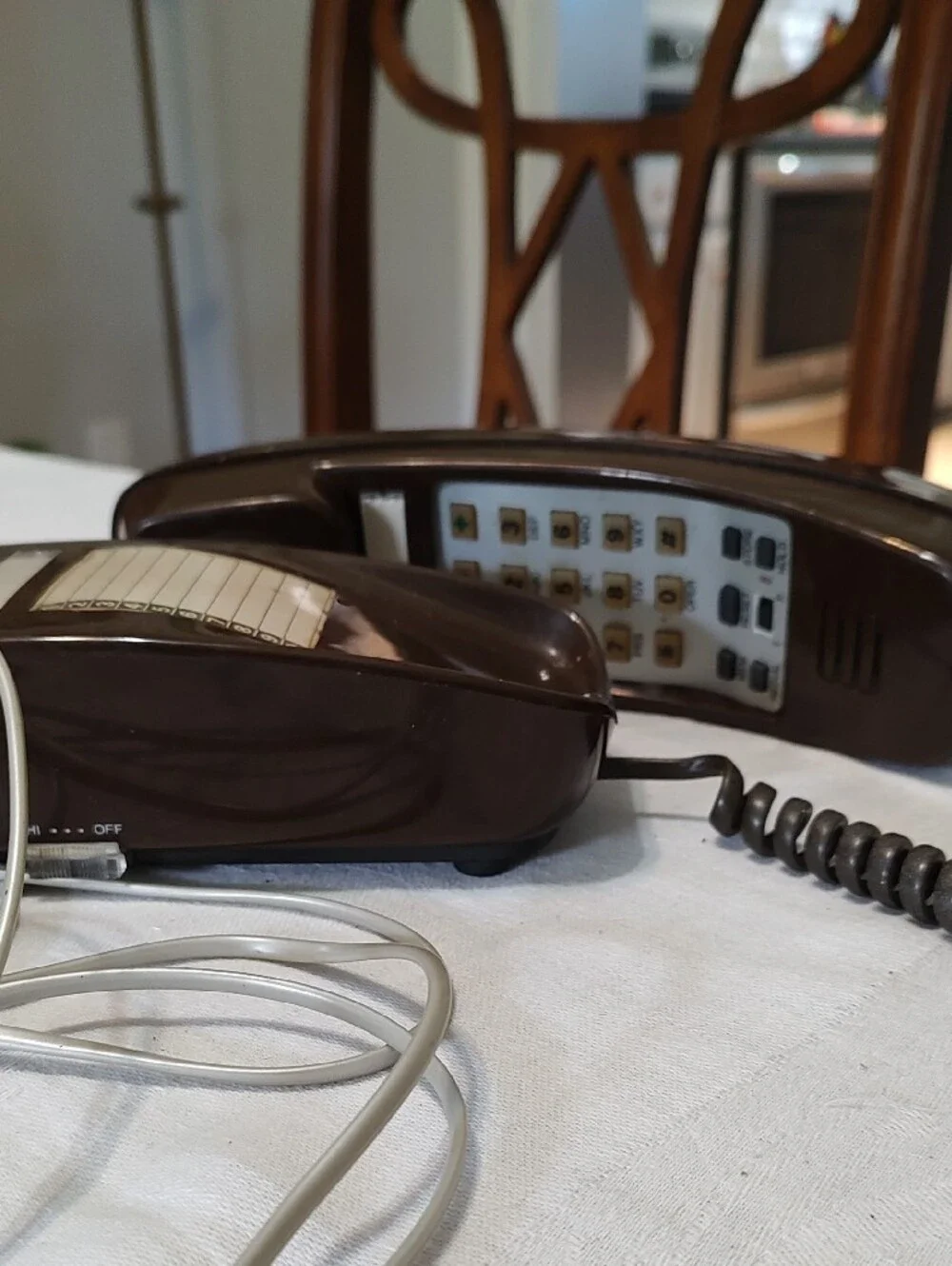 Vintage  Chocolate Brown Trimline Style Push Button Phone